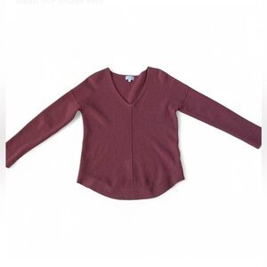 Anthropologie Relaxed Wafer Wool/Cashmere Blend Sweater V-neck Woman Small NWOT